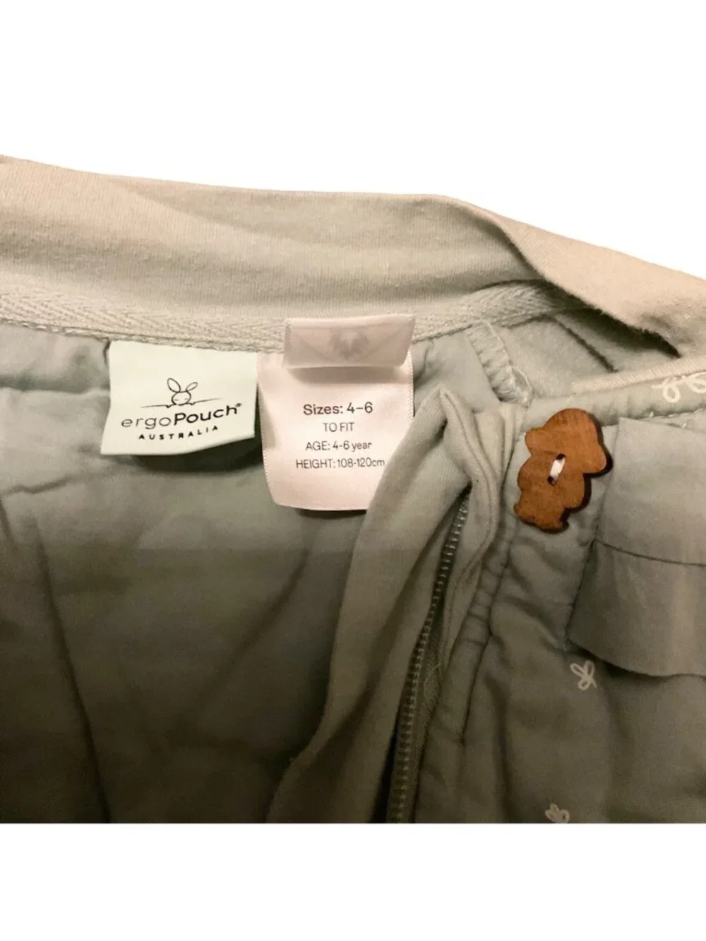 Ergo pouch Sleep Suit Sack3.5 TOG thicker cotton sage green 4-6y retail 90USD